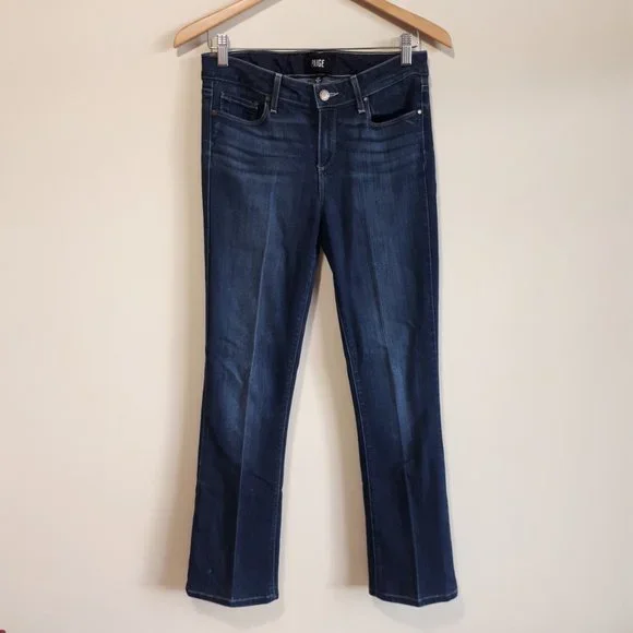 PAIGE / 28 x 30 / Womens Manhattan Bootcut Mid-Rise Denim Stretch Jeans - Seneca - Picture 2 of 13